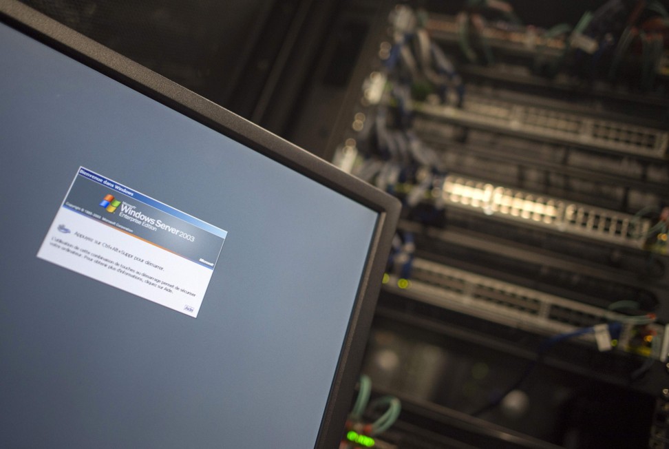 A computer runs Windows Server 2003. Photo: AFP