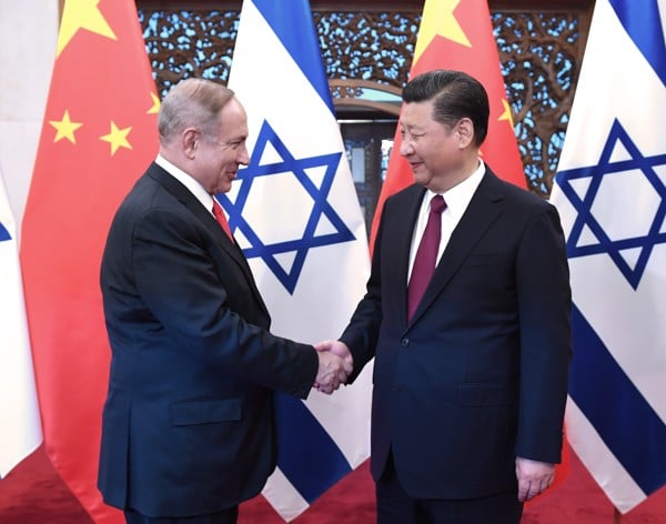 Chinese President Xi Jinping (R) meets with Israeli Prime Minister Benjamin Netanyahu in Beijing in March. Photo: Xinhua