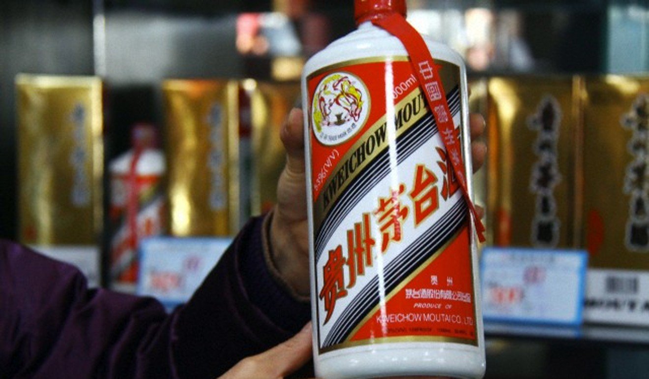 A bottle of Kweichow Moutai liquor at a store in Xingtai city, in north China’s Hebei province. Photo: Corbis