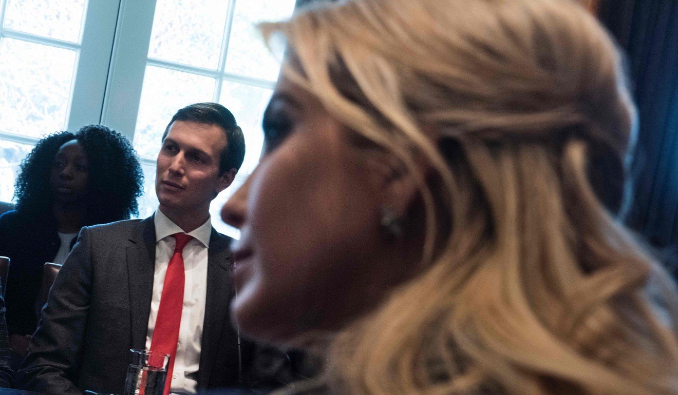 Jared Kushner and wife Ivanka Trump in the Cabinet Room of the White House. Photo: AFP