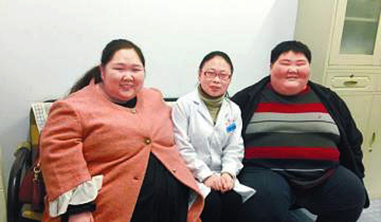 Before: Lin Yue and Deng Yang both weighed about 200kg before they started the weight-loss programme. Photo: Handout