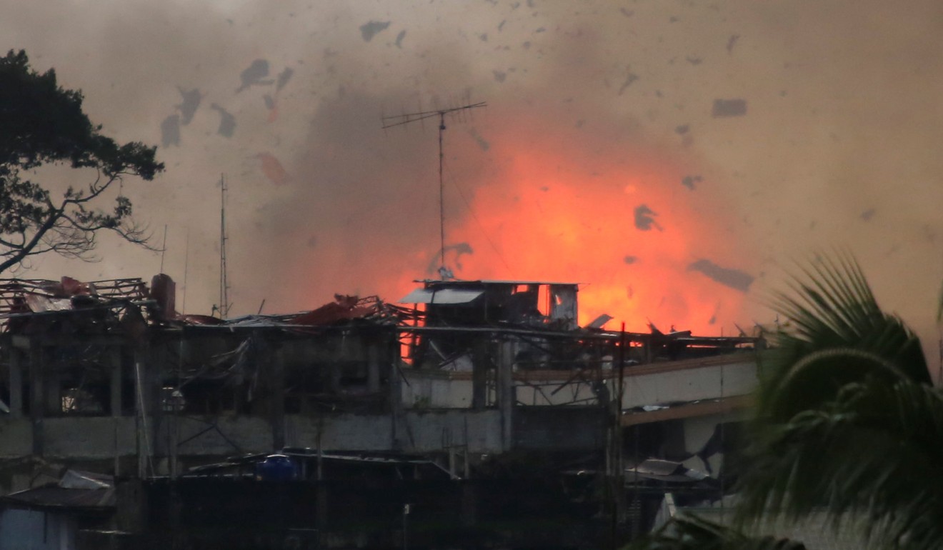 An air strike on Marawi. Photo: Reuters