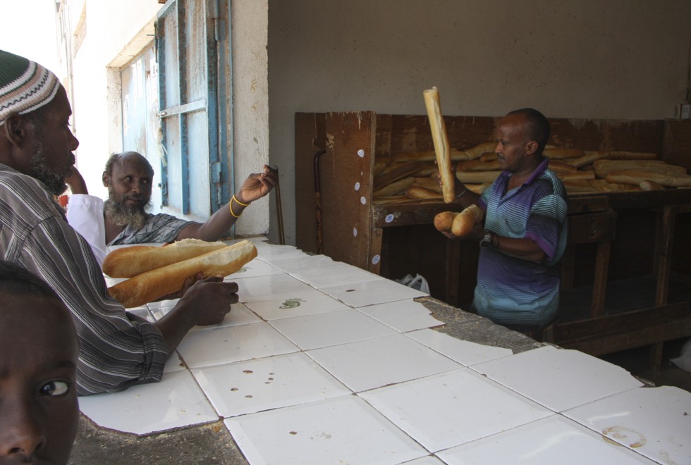 Locals in Tadjoura buying their daily baguettes. Picture: James Jeffrey
