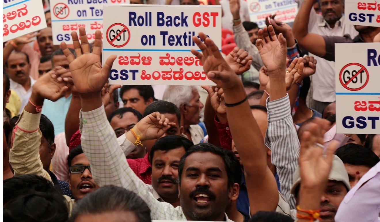 A protest against the Goods and Services Tax in Bangalore, India. Photo: EPA