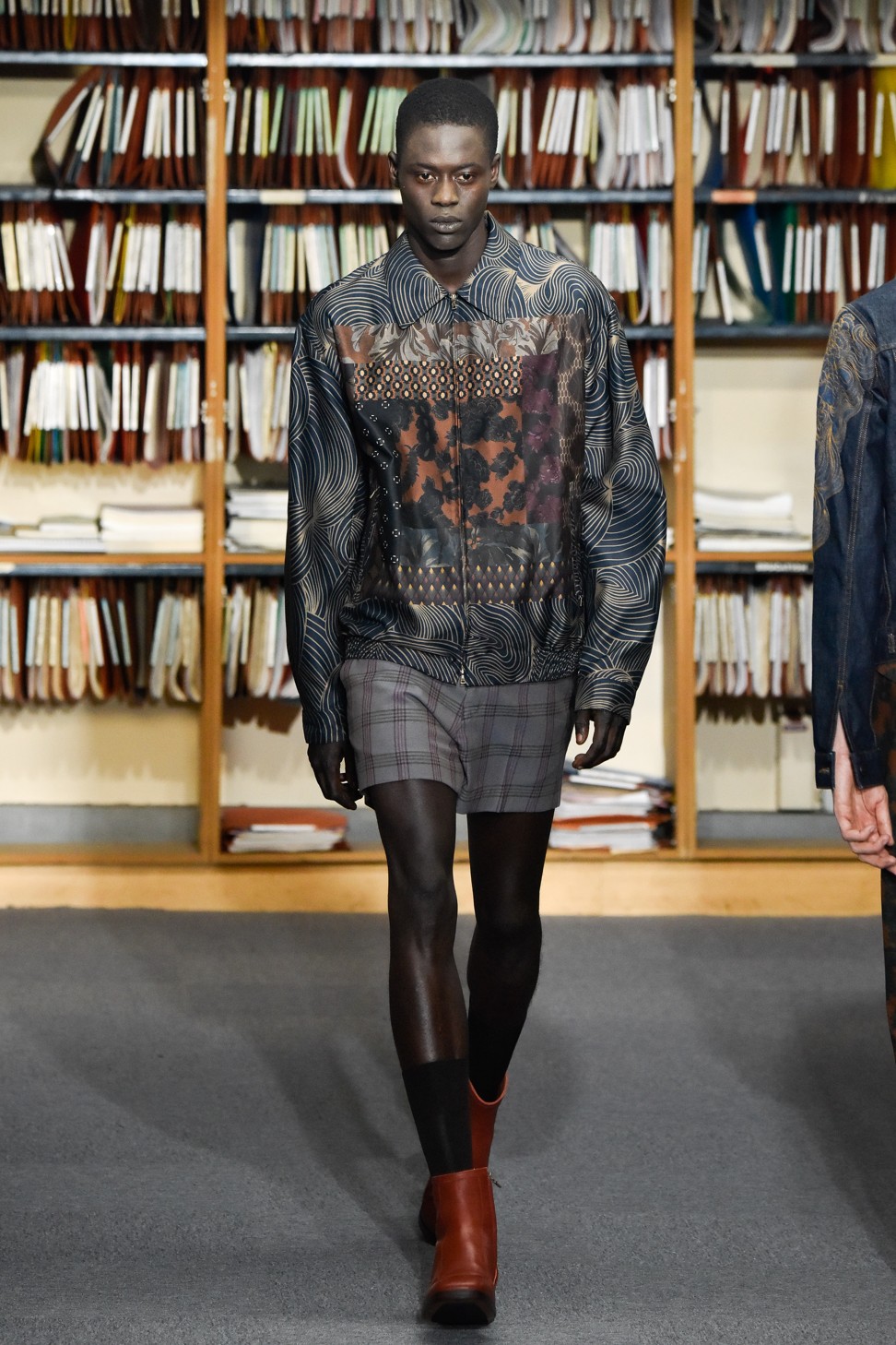 Shorts and jacket from Dries Van Noten during Paris Men’s Fashion Week. Photo: Xinhua