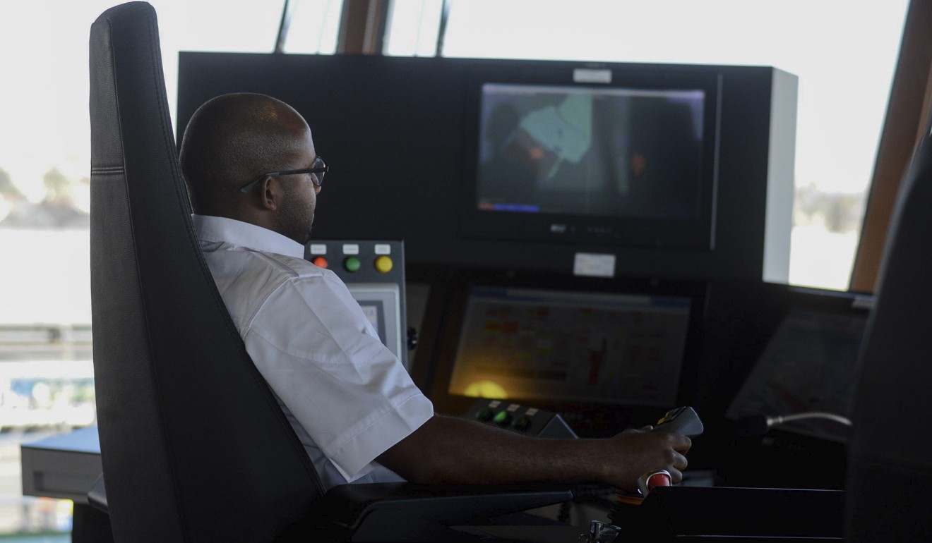 Dion Ankonga, the seabed tool operator, aboard the SS Nujoma. Photo: AFP