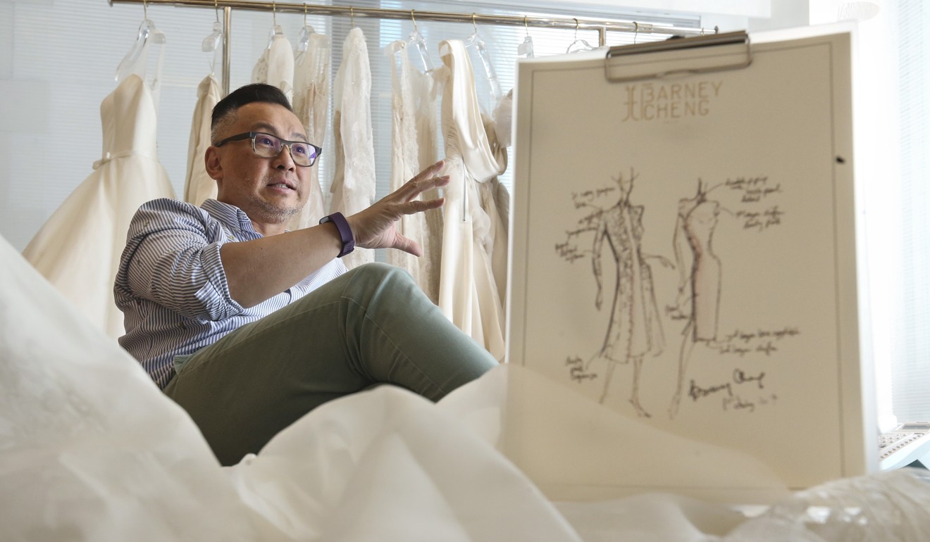 Barney Cheng explains the philosophy behind the cheongsam he made for Carrie Lam. Photo: Dickson Lee