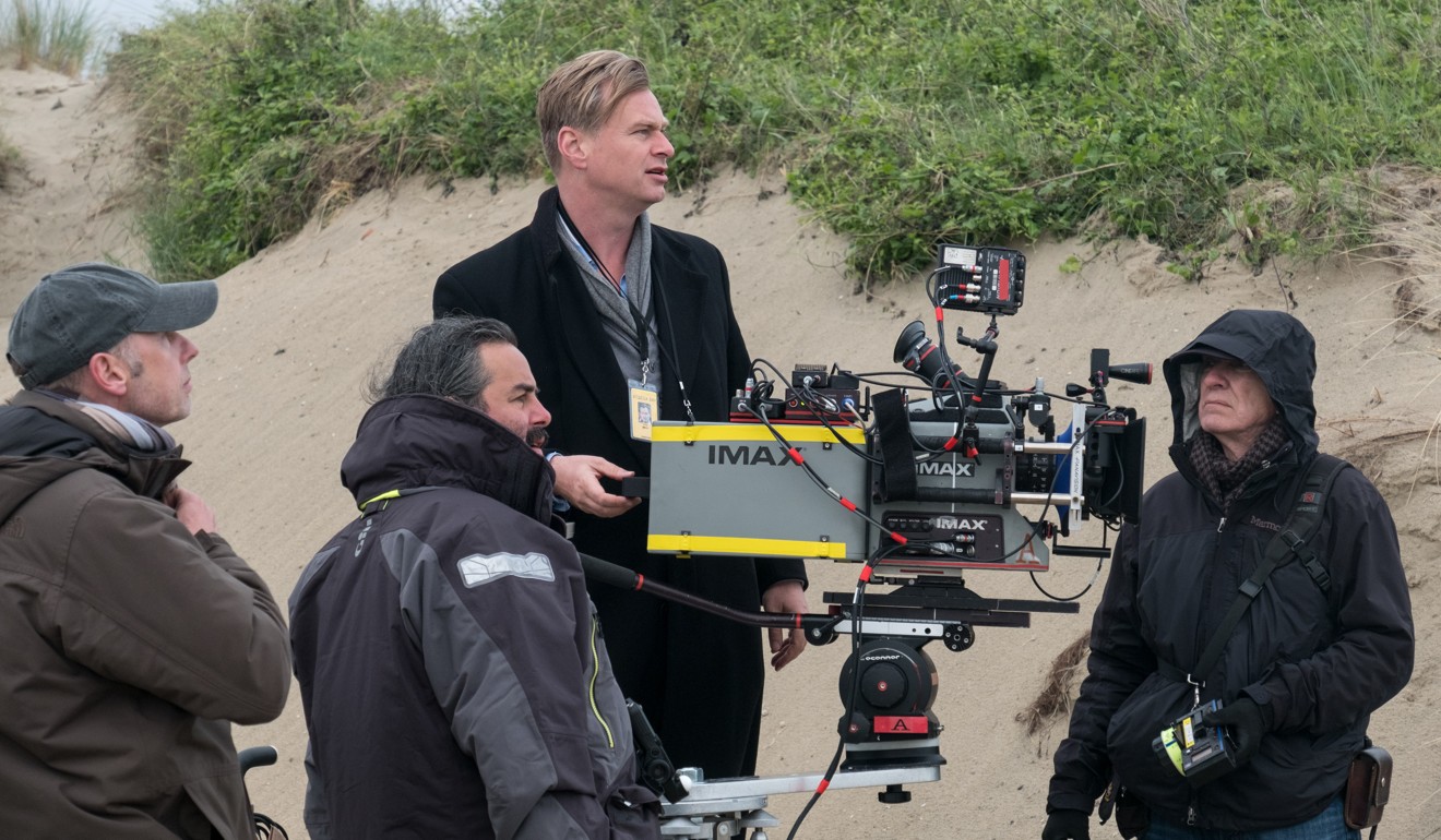Director Christopher Nolan on the set of Dunkirk.