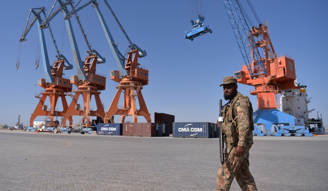 A Pakistan Army soldier looks on during the opening of a trade project in Gwadar port, some 700km west of Karachi. Photo: AFP