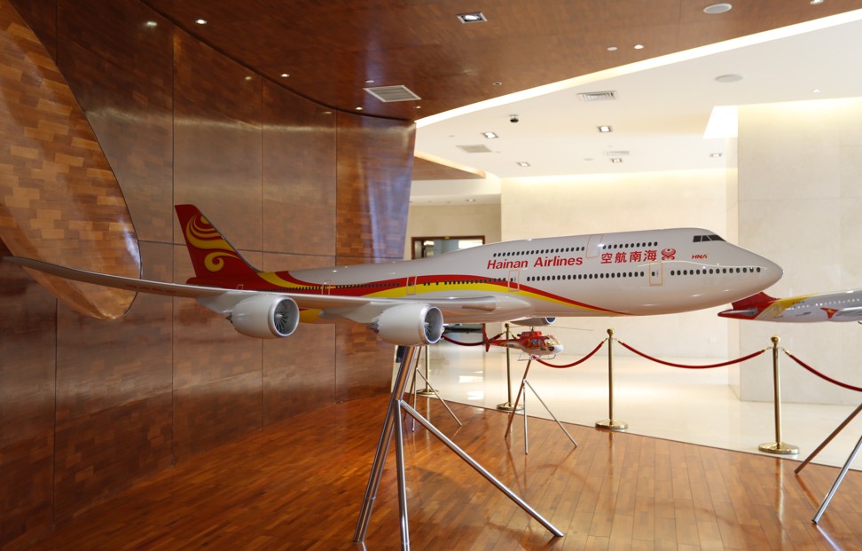Model of Hainan Airlines' airplane is seen in their office in Hainan. Photo:SCMP / Xiaomei Chen
