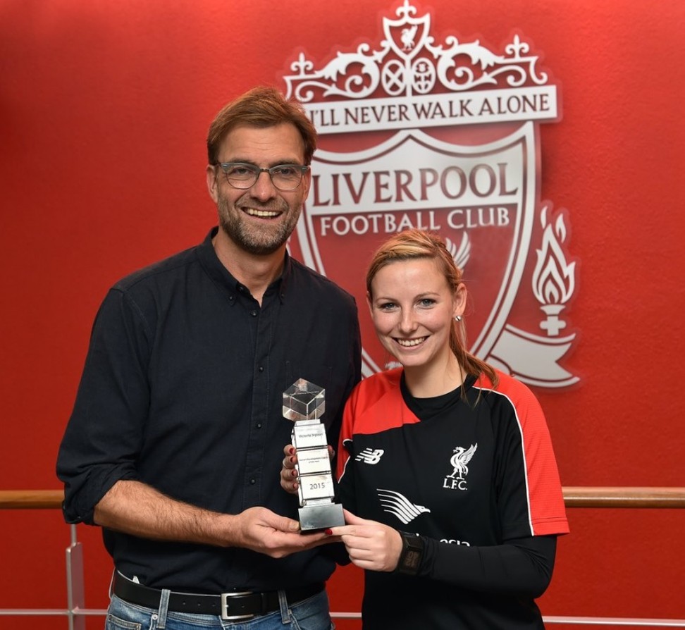 Liverpool manager Jurgen Klopp and Vicky Jepson. Photo: LFC