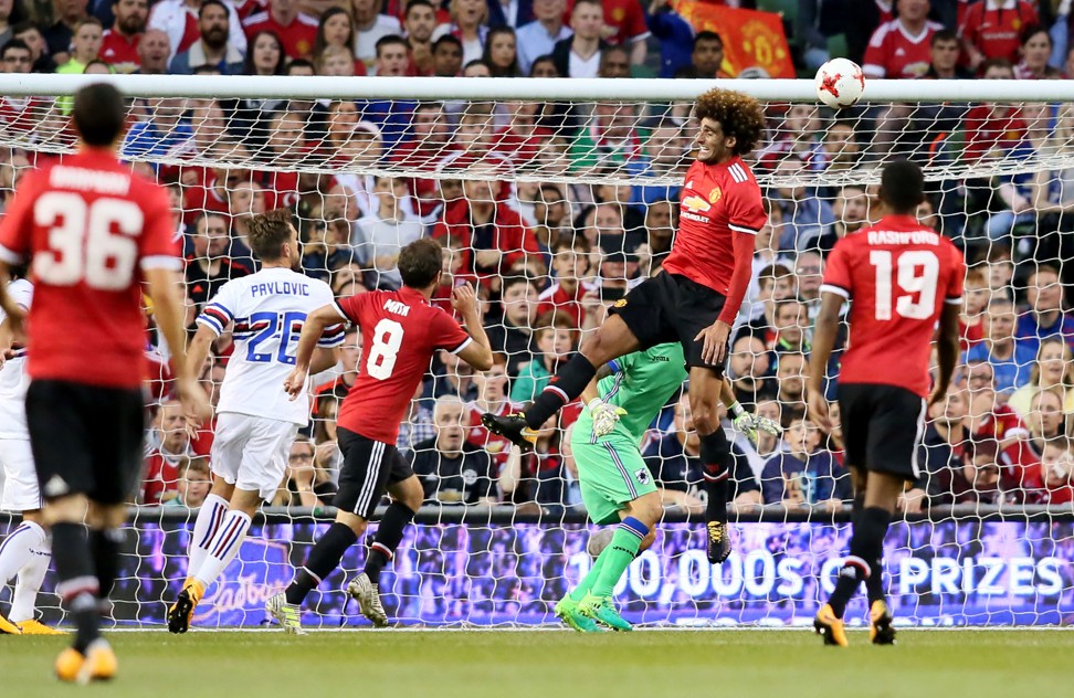Manchester United’s Belgian midfielder Marouane Fellaini misses a chance to score. Photo: AFP