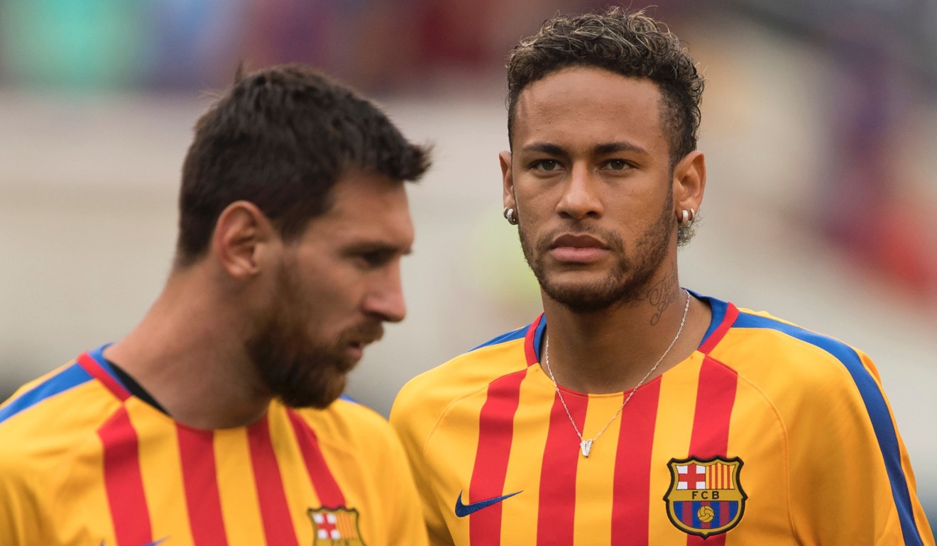 Neymar and Lionel Messi warming up before the International Champions Cup (ICC) against Juventus. Photo: AFP