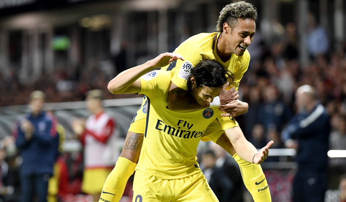 Neymar set up Edinson Cavani for Paris Saint-Germain’s second goal. Photo: AFP
