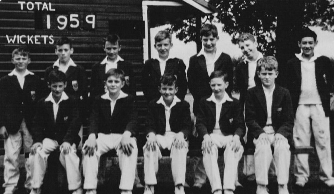 Ian (standing, far right) in the under-14s cricket team at Ratcliffe College, in 1959.