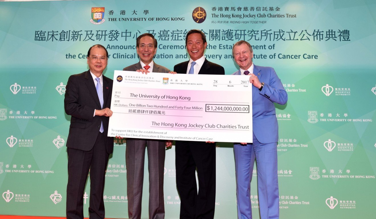 The Jockey Club donation of HK$1.24 billion is the largest ever given to the University of Hong Kong. Photo: Handout.
