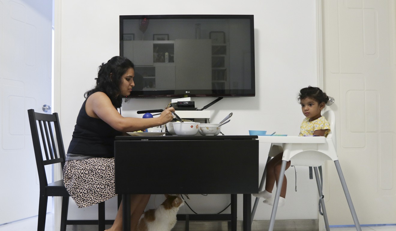 Megha Chaddah and her daughter Rhea Sharan at home in Causeway Bay. Photo: Roy Issa