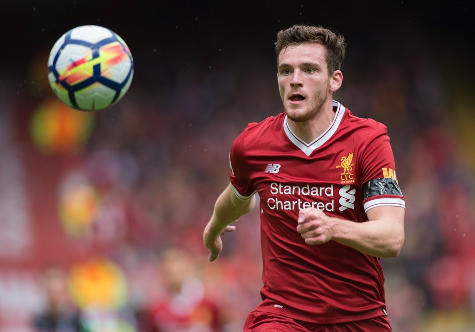 Liverpool’s Andrew Robertson was impressive on his debut against Crystal Palace. Photo: EPA