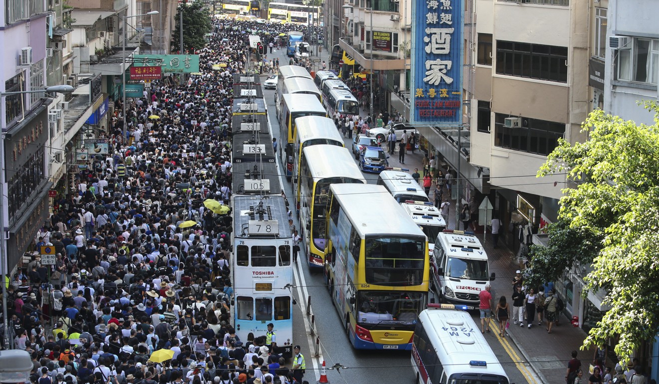 Thousands take part in a peaceful rally in Wan Chai on August 20, to protest against the Court of Appeal ruling that saw democracy activists jailed earlier in the week. Photo: David Wong