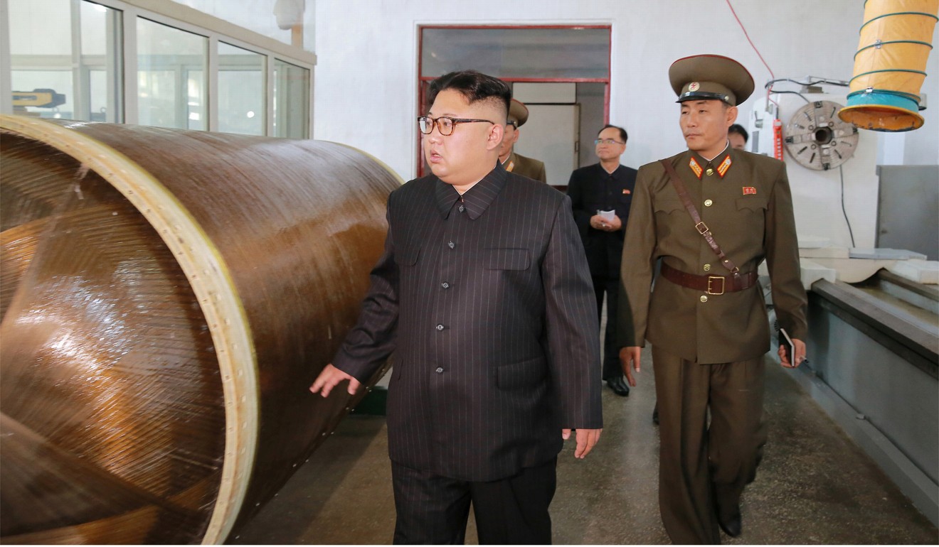 North Korean leader Kim Jong-un visiting the Chemical Material Institute of the Academy of Defence Science in Pyongyang. Photo: Reuters