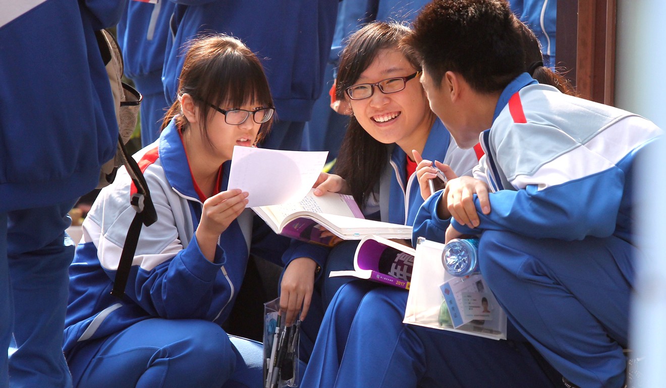 Pupils at a school in Beijing preparing to take the national college entrance exam. Photo: Simon Song
