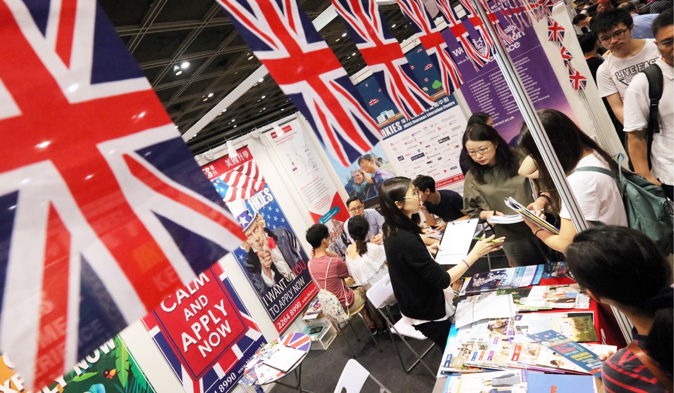 The British pavilion at the International Education Expo, at the Convention and Exhibition Centre in Wan Chai, on July 9. Photo: Felix Wong