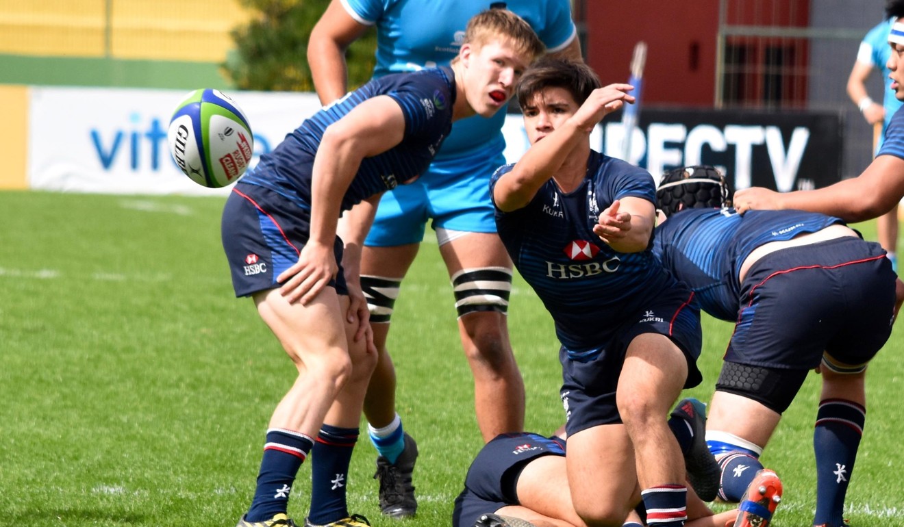 Scrum half Mark Coebergh gets the ball moving for Hong Kong during the World Rugby U20 Trophy. Photo: World Rugby