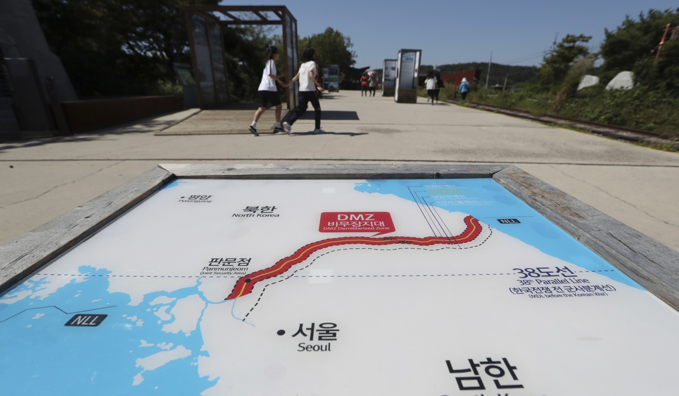 A map of the peninsula Imjingak Pavilion in Paju, near the border with North Korea. Photo: AP