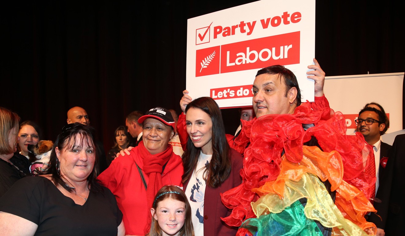 Leader of the Labour Party Jacinda Ardern meets supporters at a Labour Party rally ahead of New Zealand's general election next week. Photo: AFP