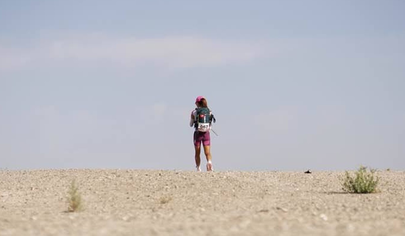 Samantha Chan on her own in the Gobi and saving her energy for the final and decisive 100km.