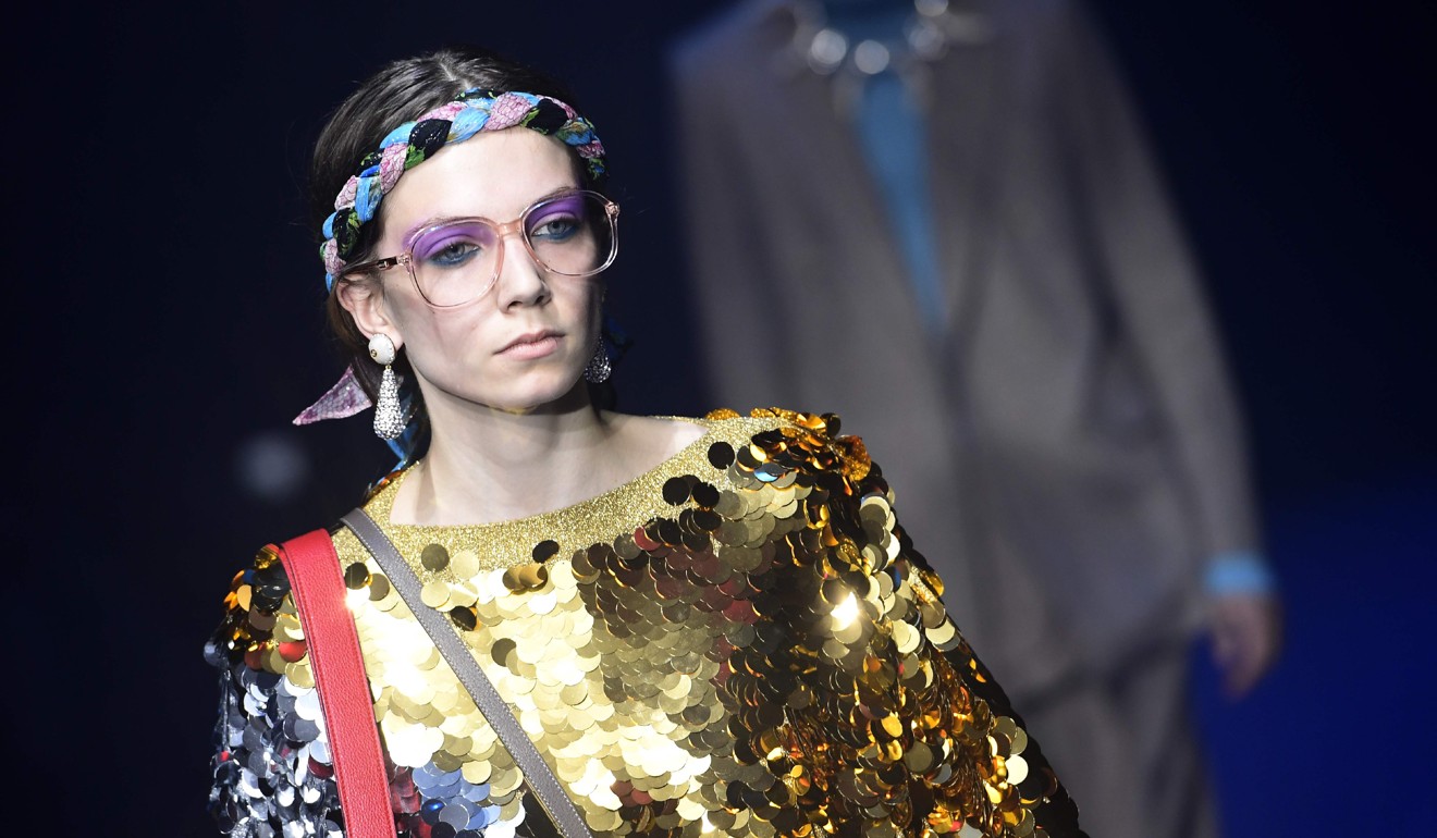 A model presents a creation for fashion house Gucci during the Men and Women's Spring/Summer 2018 fashion shows in Milan, on September 20, 2017. Photo: AFP
