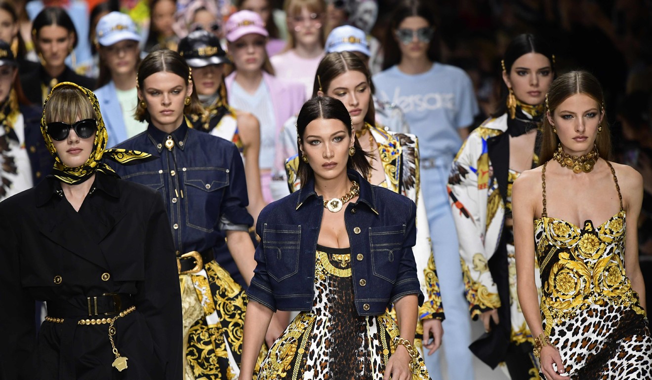 Donatella Versace presented a tribute collection reminiscent of the fashion house’s Spring/Summer 1992 line in honour of her late brother Gianni. Photo: AFP