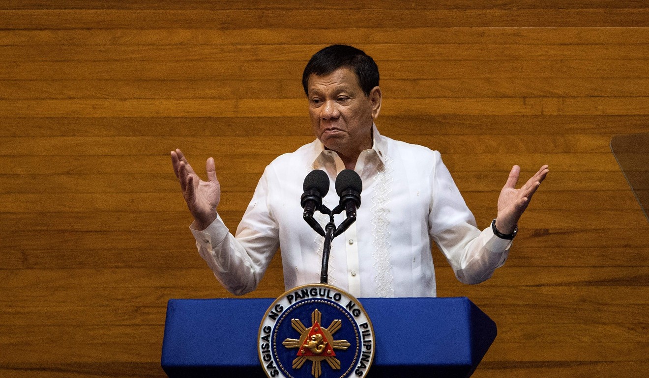 President Rodrigo Duterte delivering his state of the nation address in Manila. Photo: AFP