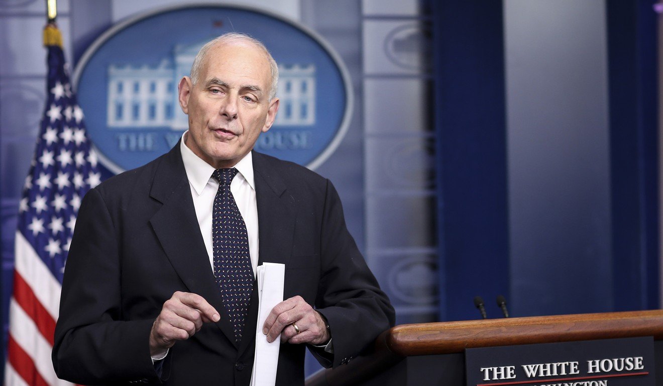 White House Chief of Staff John Kelly speaks to the media during a briefing in the Brady Press Room of the White House on Thursday. Photo: TNS