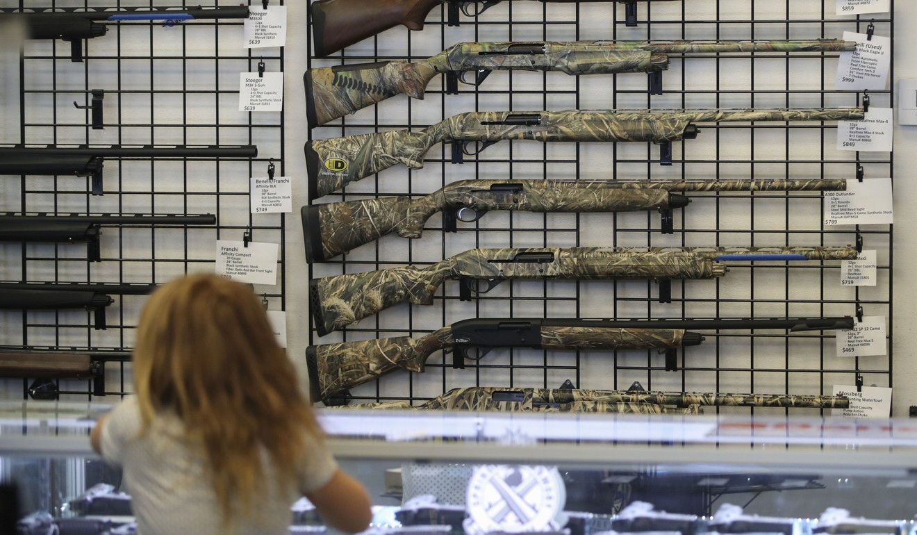 Guns on sale in a shop in Las Vegas. Photo: Xinhua