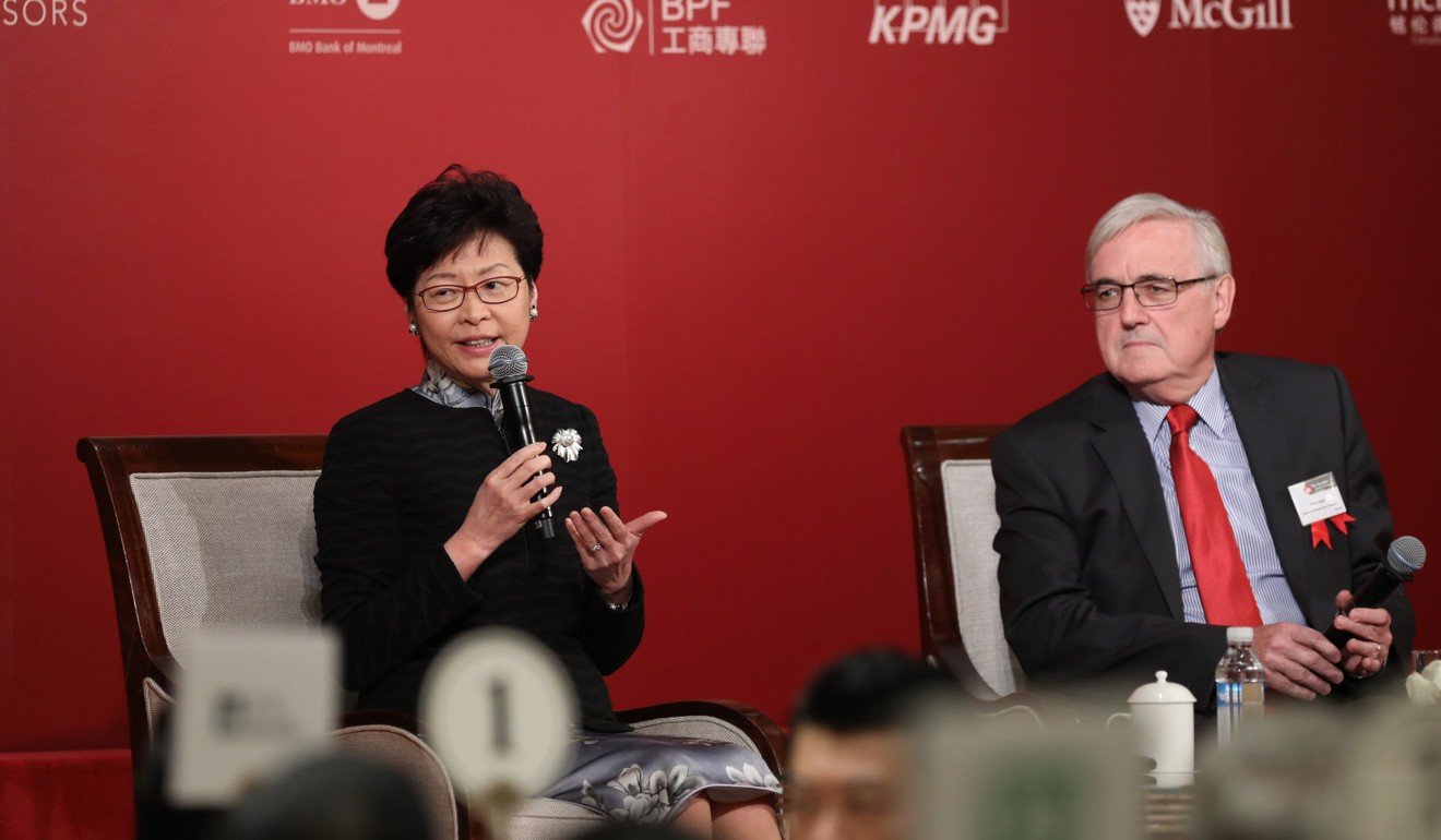 Chief Executive Carrie Lam and Victor Apps, Chairman of Business Professional Federation attends the lunch. Photo: Edward Wong