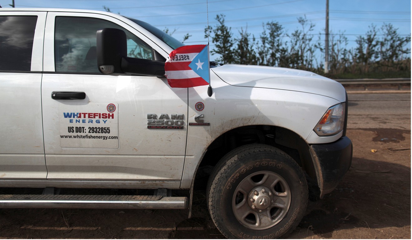 A truck from Whitefish Energy Holdings in Manati, Puerto Rico. Photo: Reuters