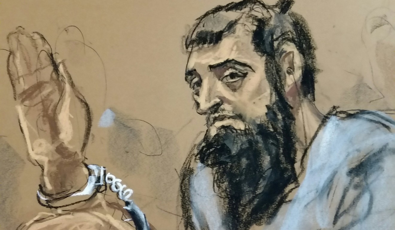 A sketch of Sayfullo Saipov in a Manhattan federal courtroom. Photo: Reuters