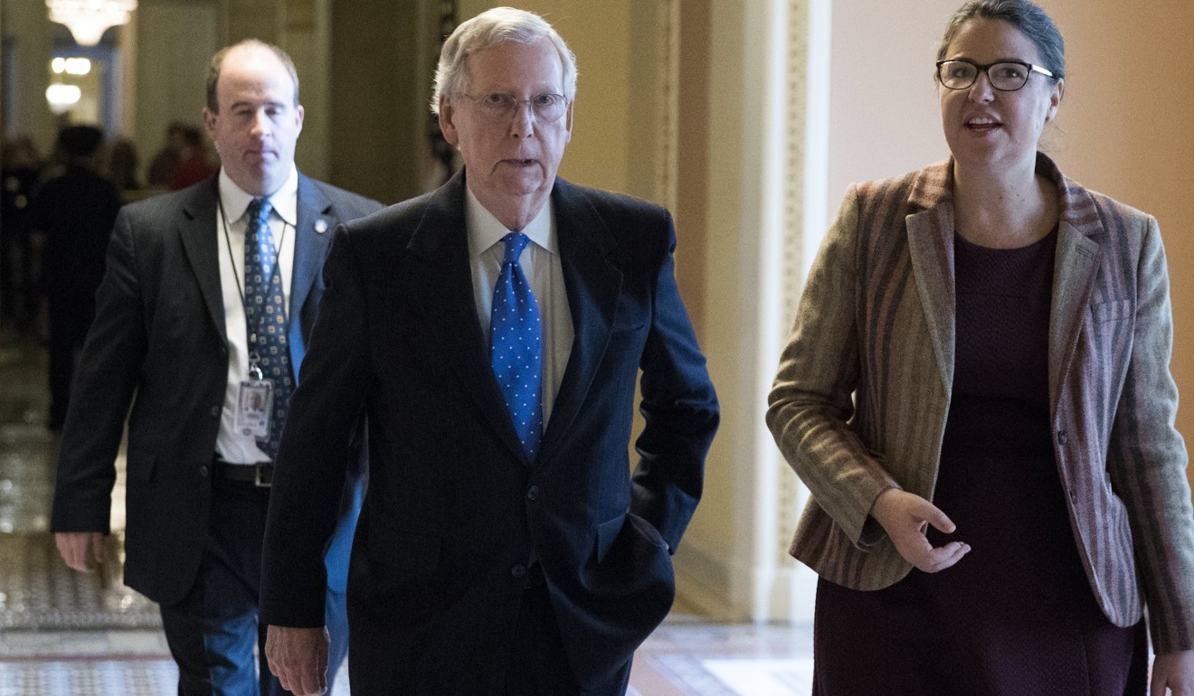 Senate Majority Leader Mitch McConnell, who called on Roy Moore to step down from the Alabama senate race if allegations of sexual assault by Moore prove accurate. Photo: EPA