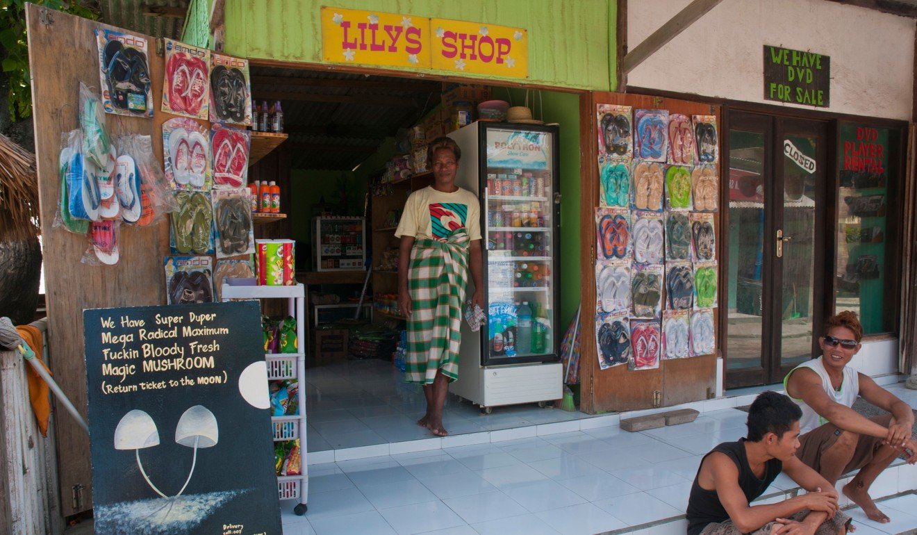 Psychedelic mushrooms advertised on the island of Gili Trawangan in Indonesia.