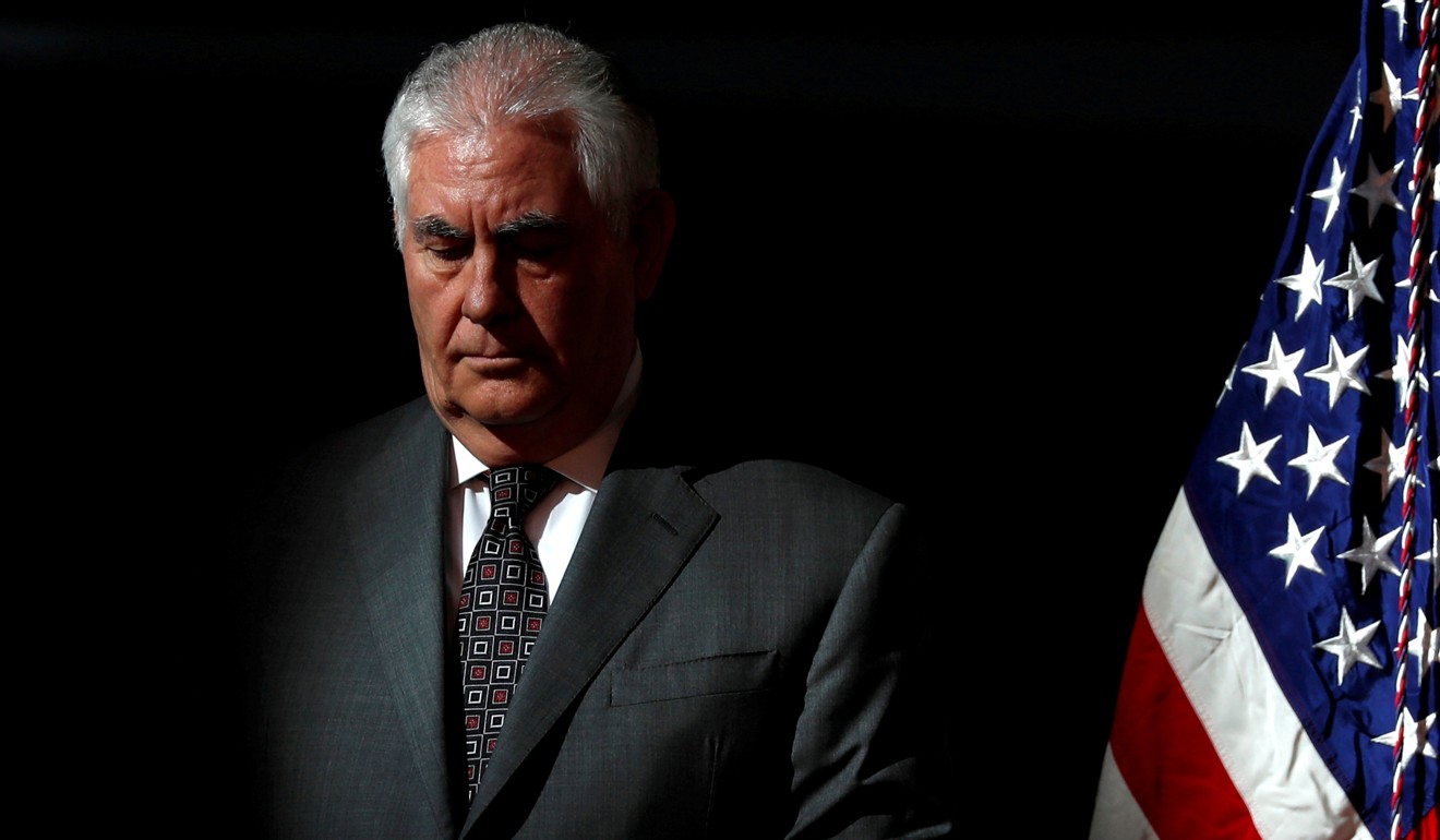 US Secretary of State Rex Tillerson participates in the first meeting of the National Space Council in Chantilly, Virginia, on October 5. Tillerson and President Donald Trump have had a tumultuous relationship so far, with Trump openly criticising Tillerson’s performance and Tillerson rumoured to have mocked Trump’s intelligence. Photo: Reuters