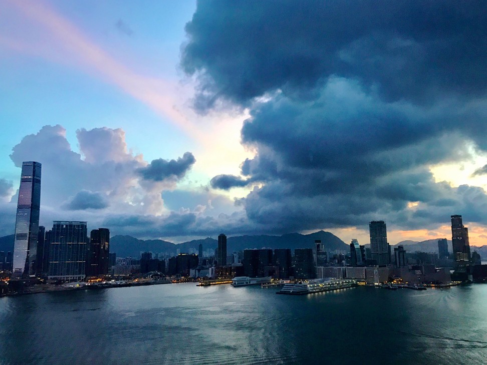 Sunset over Victoria Harbour.