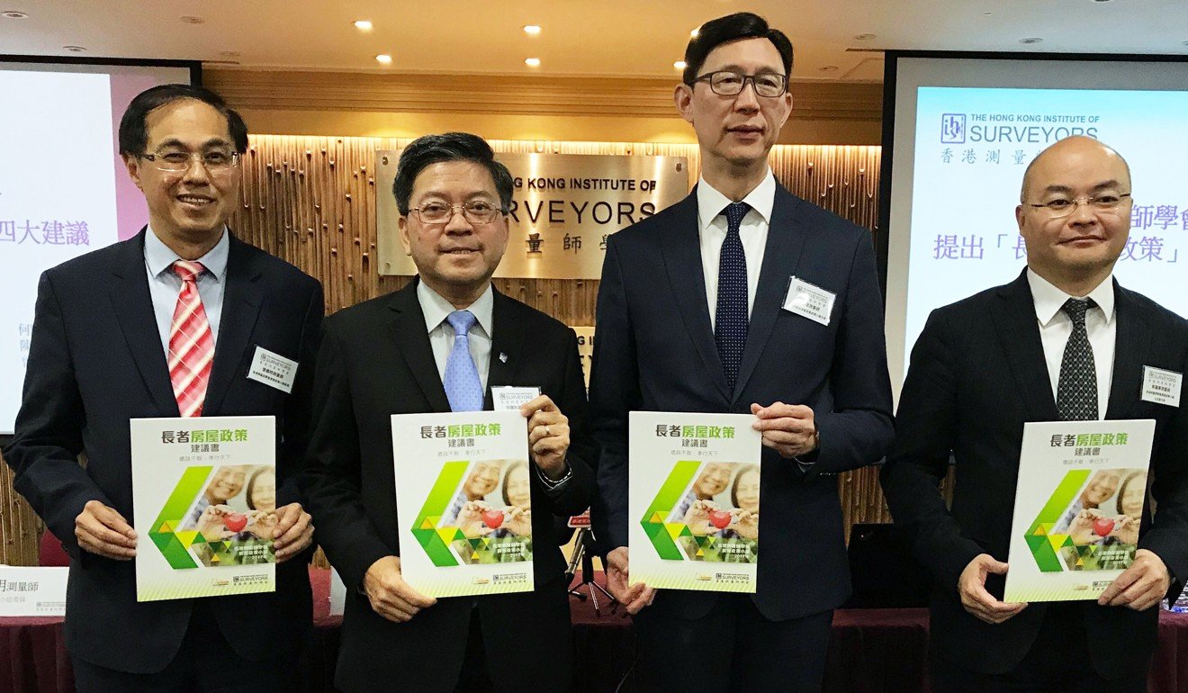 Hong Kong Institute of Surveyors housing policy panel chairman Chan Cheung-kit (second from right) said the government had neglected to include housing as part of an ‘ageing in place’ policy. Photo: Naomi Ng