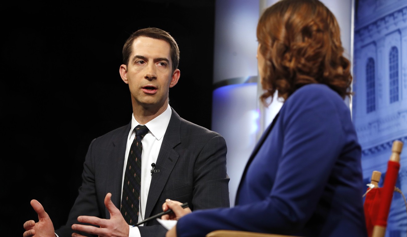 Senator Tom Cotton, who accused China of not really being a partner of the US in dealing with North Korea. Photo: AP