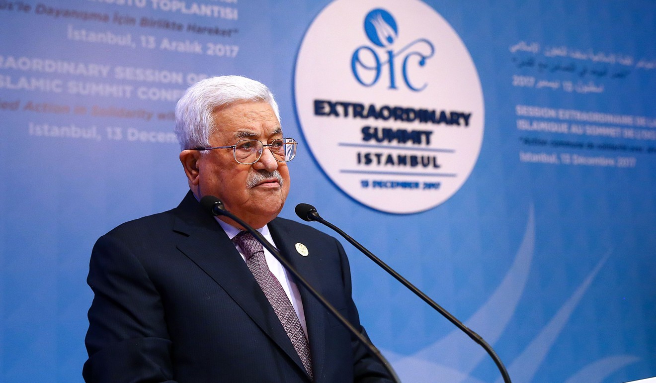 Palestinian President Mahmoud Abbas addresses the Organisation of Islamic Cooperation. Photo: AFP