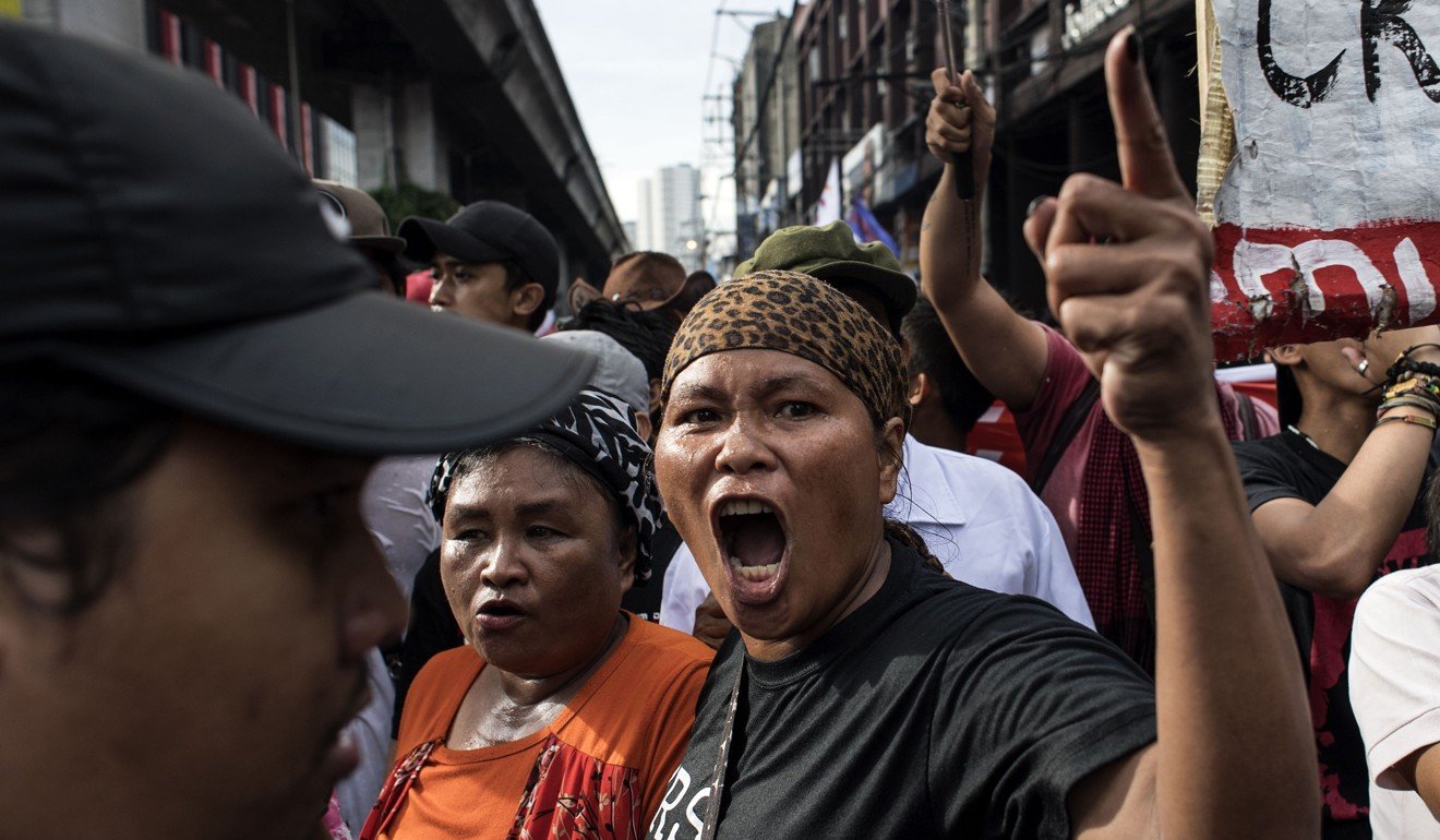 Demonstrators in Manila protest against Rodrigo Duterte’s rule. Photo: AFP