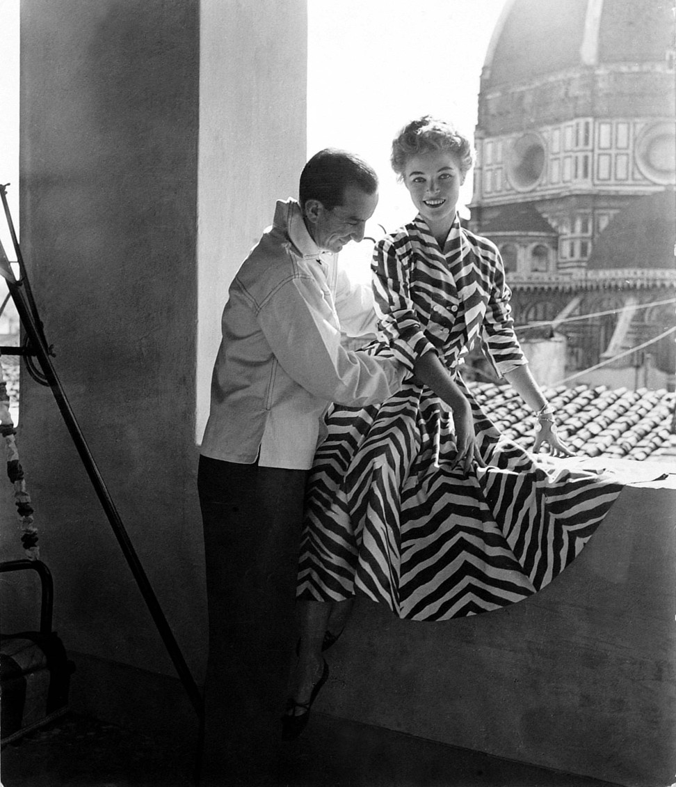 Emilio Pucci with a model in Florence, in 1954.