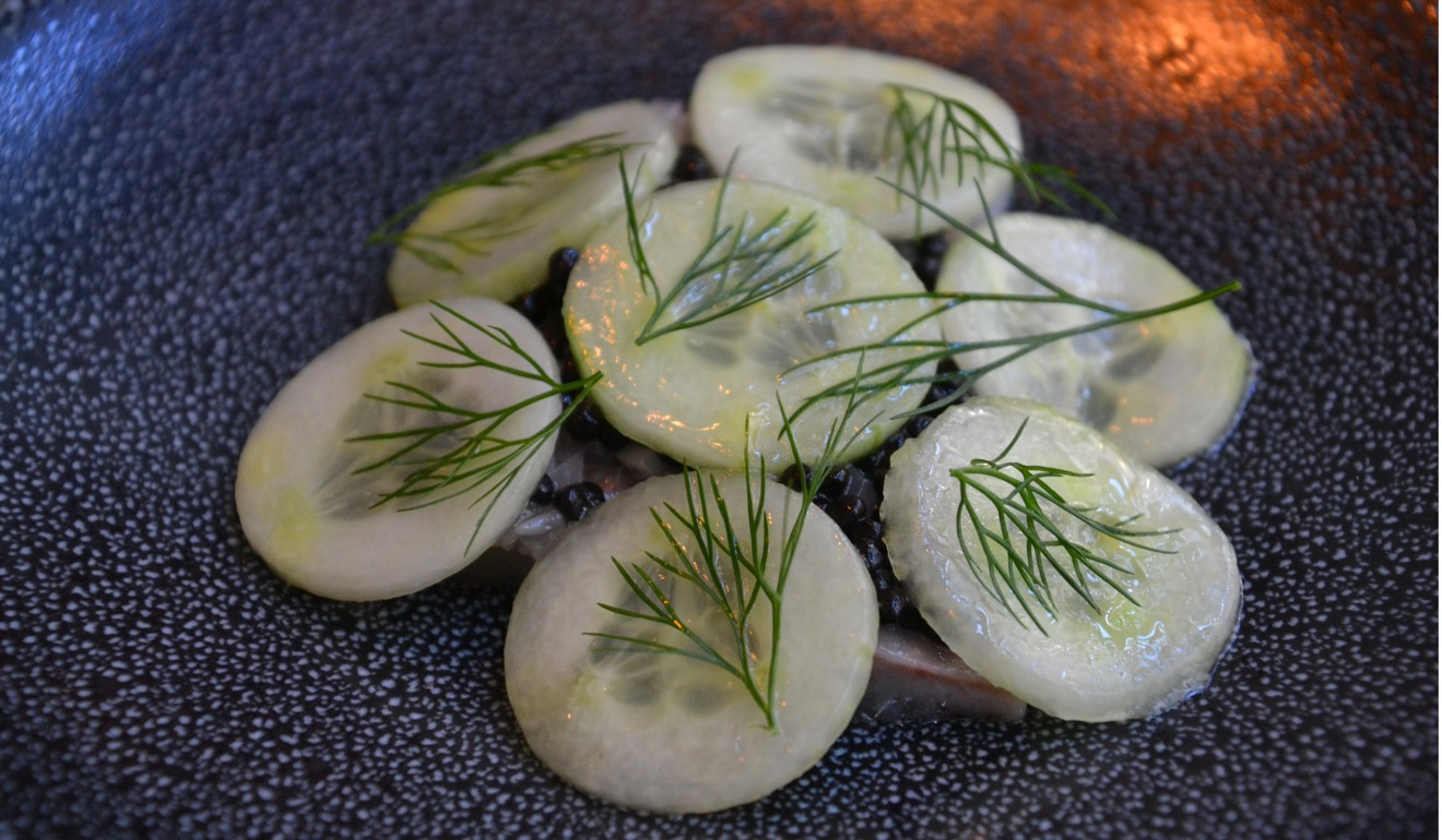 Guts and Glory’s cucumber and herring dish.