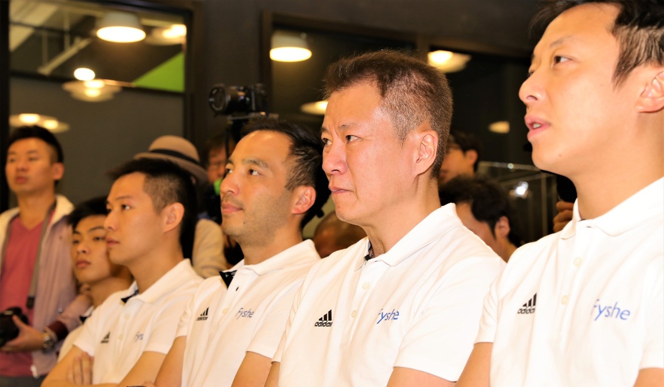 The Phoenix Racing Asia team drivers attend a press conference on Wednesday.