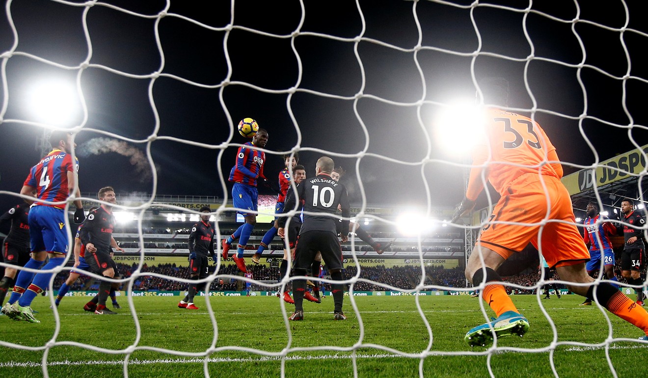 James Tomkins scores Palace’s second goal. Photo: Reuters